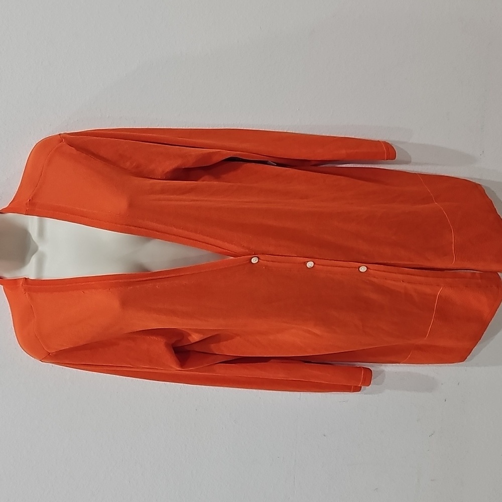 Chico Cardigan Size L (2) Orange Sweather light weight Long sleeve 3 buttons NWT